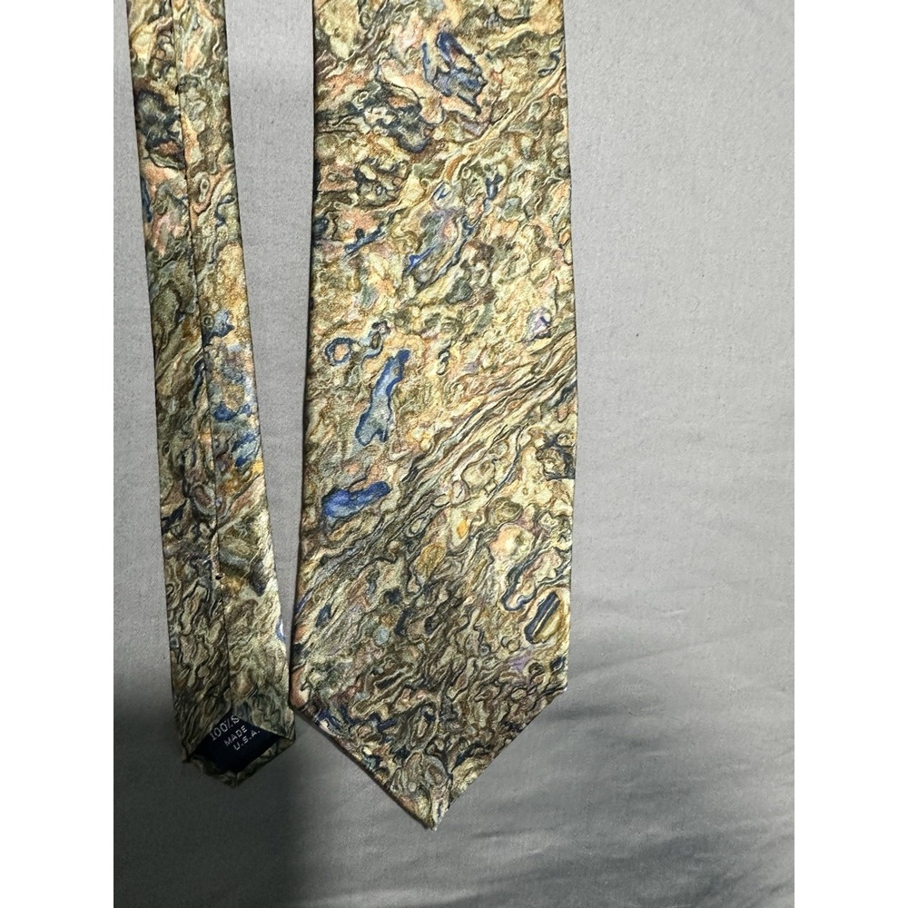VINTAGE Cocktail Colors 100% Silk‎ Men's Necktie Abstract Gold/Blue